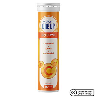 One Up Üçlü Etki C Vitamini + Çinko + D Vitamini 15 Efervesan Tablet - 1