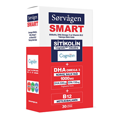 Sorvagen Smart Sitikolin DHA Omega 3 ve B12 30 Kapsül - 1